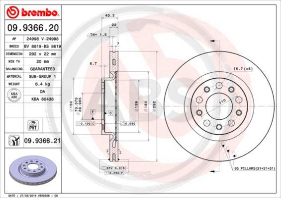 A.B.S. 09.9366.21 - Discofreno www.autoricambit.com