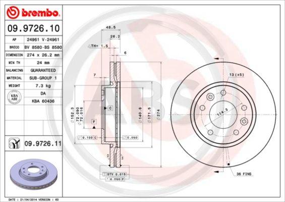 A.B.S. 09.9726.11 - Discofreno www.autoricambit.com