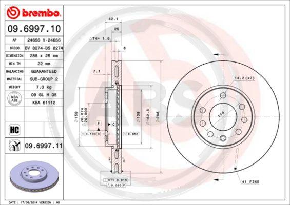 A.B.S. 09.6997.11 - Discofreno www.autoricambit.com