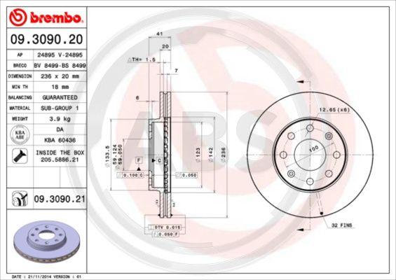 A.B.S. 09.3090.21 - Discofreno www.autoricambit.com