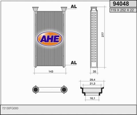 AHE 94048 - Scambiatore calore, Riscaldamento abitacolo www.autoricambit.com