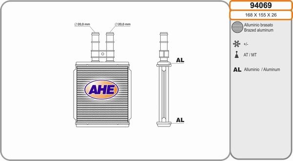 AHE 94069 - Scambiatore calore, Riscaldamento abitacolo www.autoricambit.com