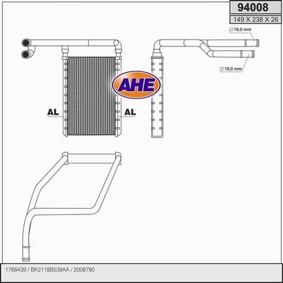 AHE 94008 - Scambiatore calore, Riscaldamento abitacolo www.autoricambit.com