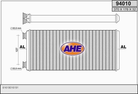 AHE 94010 - Scambiatore calore, Riscaldamento abitacolo www.autoricambit.com