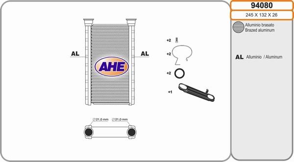 AHE 94080 - Scambiatore calore, Riscaldamento abitacolo www.autoricambit.com