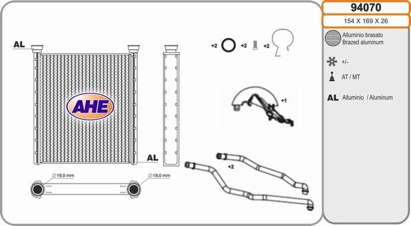 AHE 94070 - Scambiatore calore, Riscaldamento abitacolo www.autoricambit.com