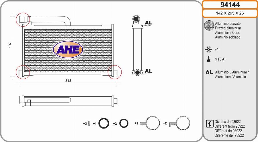 AHE 94144 - Scambiatore calore, Riscaldamento abitacolo www.autoricambit.com