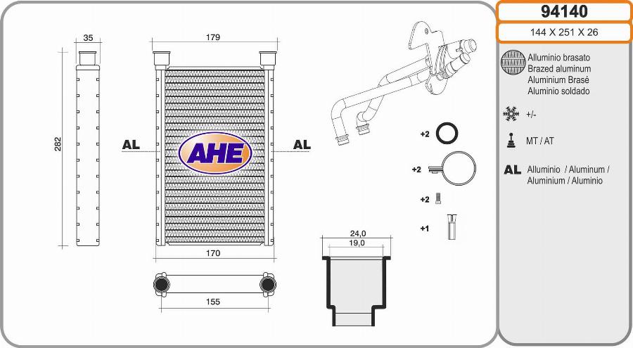 AHE 94140 - Scambiatore calore, Riscaldamento abitacolo www.autoricambit.com