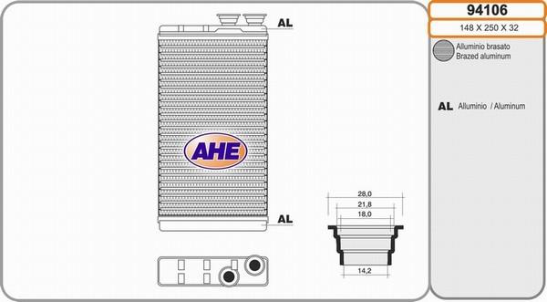 AHE 94106 - Scambiatore calore, Riscaldamento abitacolo www.autoricambit.com