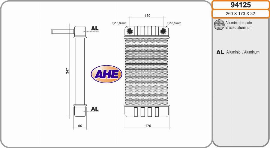 AHE 94125 - Scambiatore calore, Riscaldamento abitacolo www.autoricambit.com