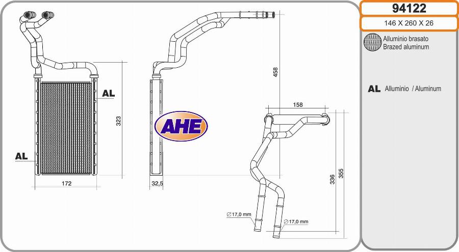 AHE 94122 - Scambiatore calore, Riscaldamento abitacolo www.autoricambit.com