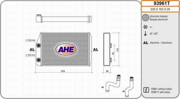 AHE 93961T - Scambiatore calore, Riscaldamento abitacolo www.autoricambit.com