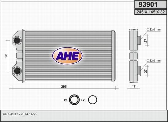 AHE 93901 - Scambiatore calore, Riscaldamento abitacolo www.autoricambit.com