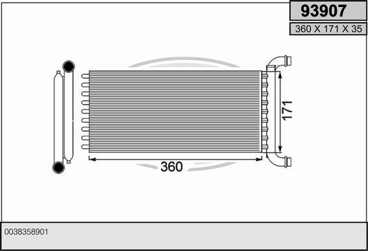 AHE 93907 - Scambiatore calore, Riscaldamento abitacolo www.autoricambit.com