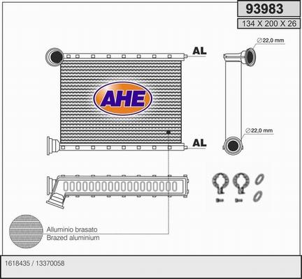 AHE 93983 - Scambiatore calore, Riscaldamento abitacolo www.autoricambit.com