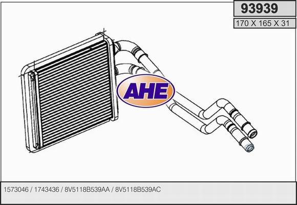 AHE 93939 - Scambiatore calore, Riscaldamento abitacolo www.autoricambit.com