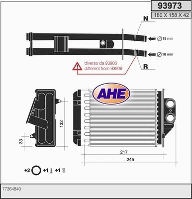 AHE 93973 - Scambiatore calore, Riscaldamento abitacolo www.autoricambit.com