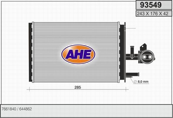 AHE 93549 - Scambiatore calore, Riscaldamento abitacolo www.autoricambit.com