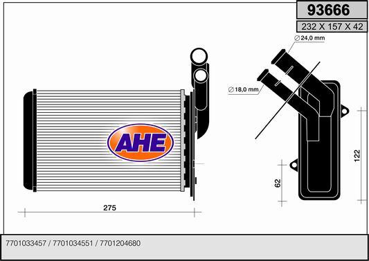 AHE 93666 - Scambiatore calore, Riscaldamento abitacolo www.autoricambit.com