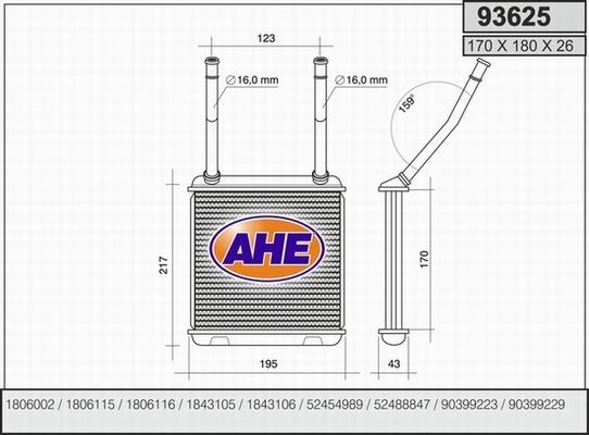 AHE 93625 - Scambiatore calore, Riscaldamento abitacolo www.autoricambit.com