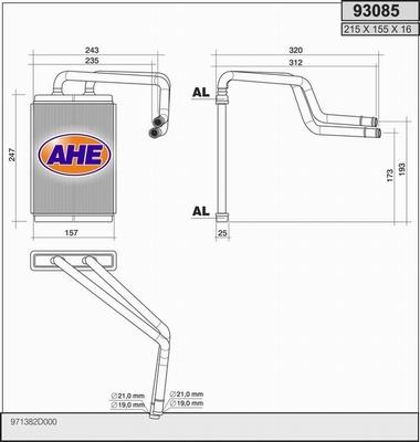 AHE 93085 - Scambiatore calore, Riscaldamento abitacolo www.autoricambit.com