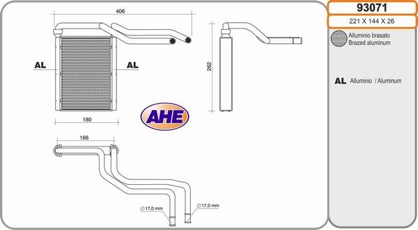 AHE 93071 - Scambiatore calore, Riscaldamento abitacolo www.autoricambit.com