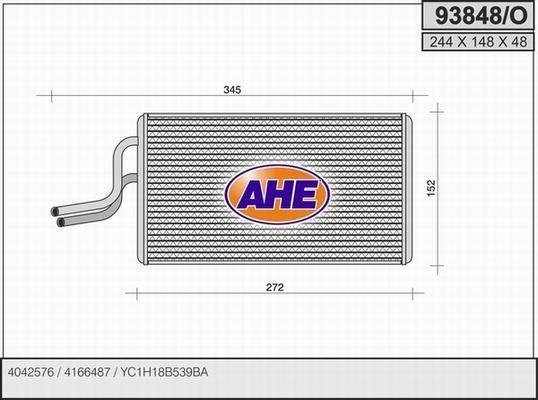 AHE 93848/O - Scambiatore calore, Riscaldamento abitacolo www.autoricambit.com