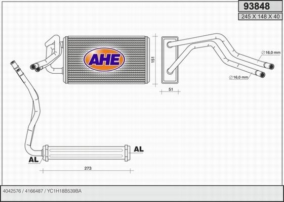 AHE 93848 - Scambiatore calore, Riscaldamento abitacolo www.autoricambit.com