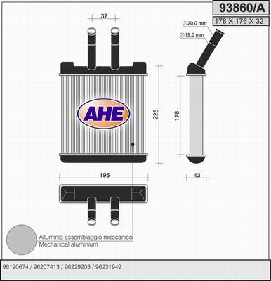 AHE 93860/A - Scambiatore calore, Riscaldamento abitacolo www.autoricambit.com