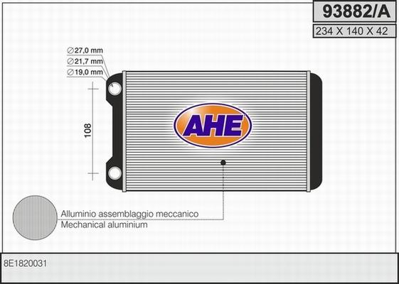 AHE 93882/A - Scambiatore calore, Riscaldamento abitacolo www.autoricambit.com