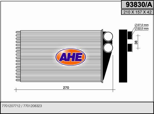 AHE 93830/A - Scambiatore calore, Riscaldamento abitacolo www.autoricambit.com