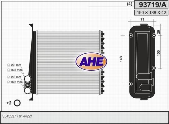 AHE 93719/A - Scambiatore calore, Riscaldamento abitacolo www.autoricambit.com