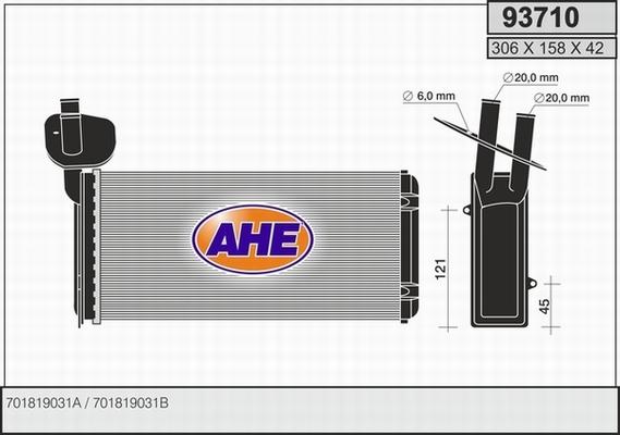 AHE 93710 - Scambiatore calore, Riscaldamento abitacolo www.autoricambit.com