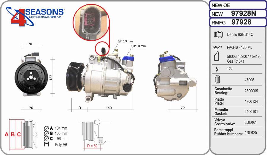 AHE 97928N - Compressore, Climatizzatore www.autoricambit.com