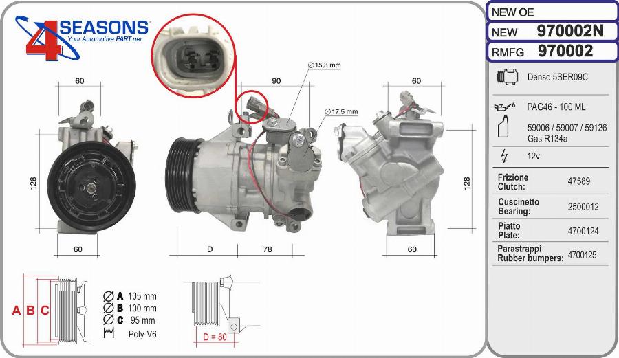 AHE 970002N - Compressore, Climatizzatore www.autoricambit.com