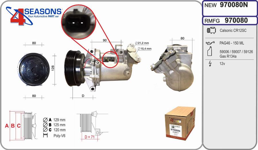 AHE 970080N - Compressore, Climatizzatore www.autoricambit.com