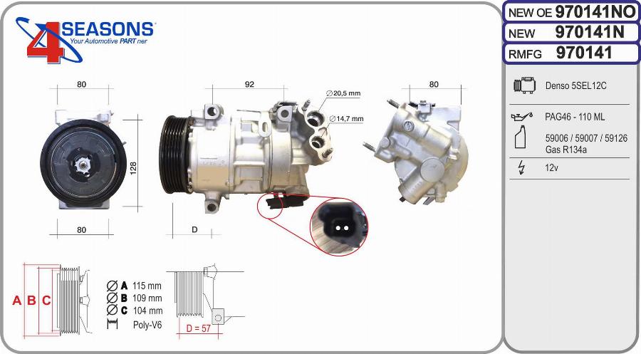 AHE 970141N - Compressore, Climatizzatore www.autoricambit.com