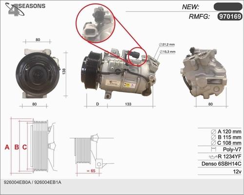 AHE 970169 - Compressore, Climatizzatore www.autoricambit.com