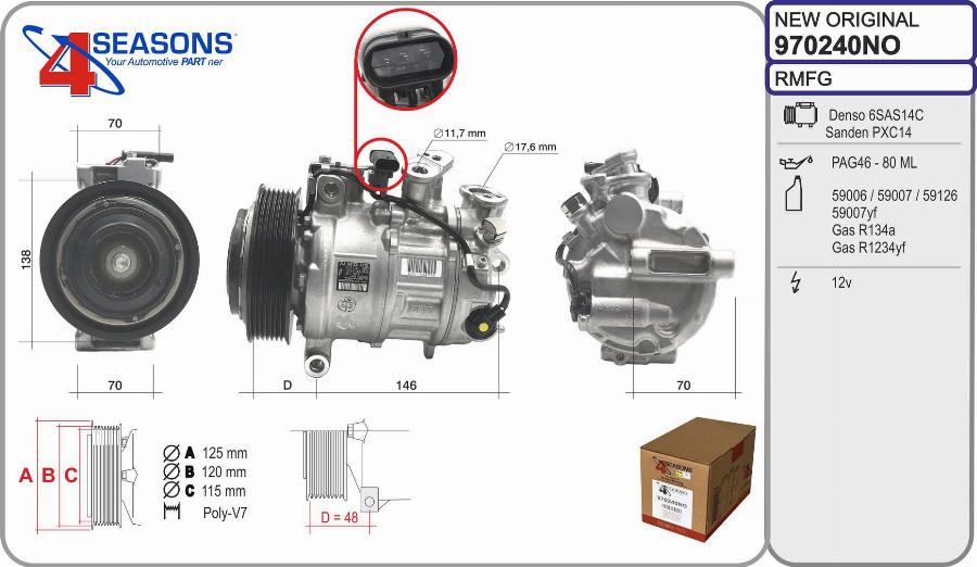 AHE 970240NO - Compressore, Climatizzatore www.autoricambit.com