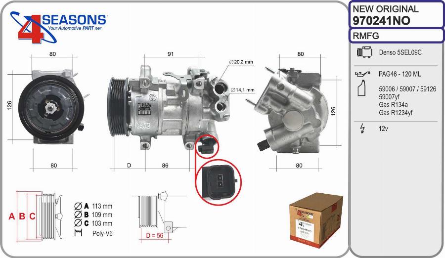 AHE 970241NO - Compressore, Climatizzatore www.autoricambit.com