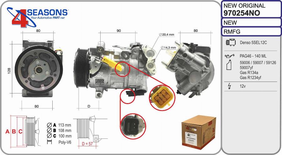 AHE 970254NO - Compressore, Climatizzatore www.autoricambit.com