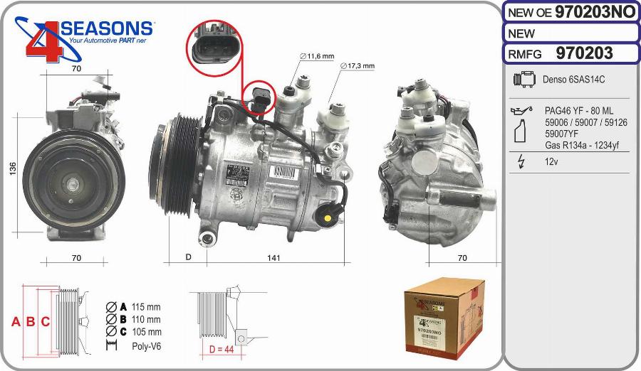 AHE 970203NO - Compressore, Climatizzatore www.autoricambit.com