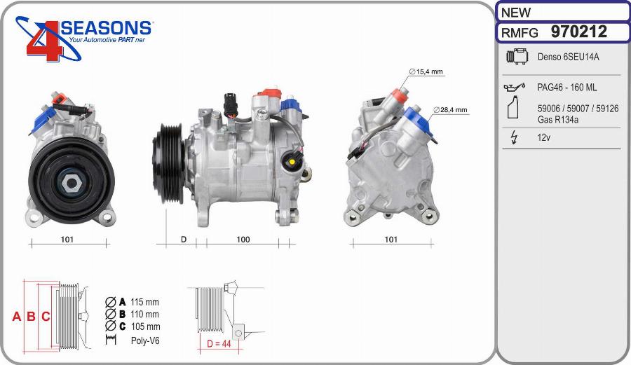 AHE 970212 - Compressore, Climatizzatore www.autoricambit.com