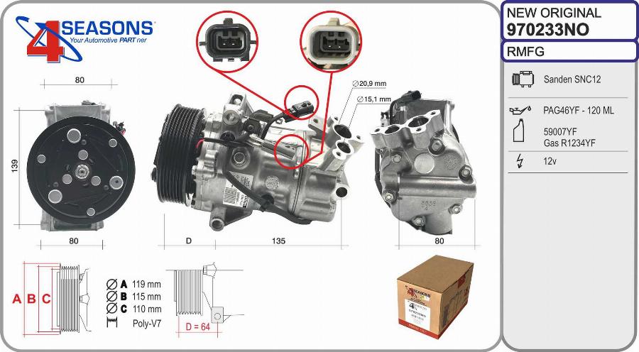 AHE 970233NO - Compressore, Climatizzatore www.autoricambit.com