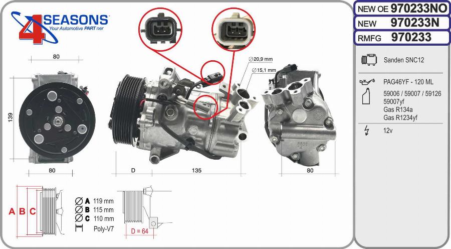 AHE 970233 - Compressore, Climatizzatore www.autoricambit.com