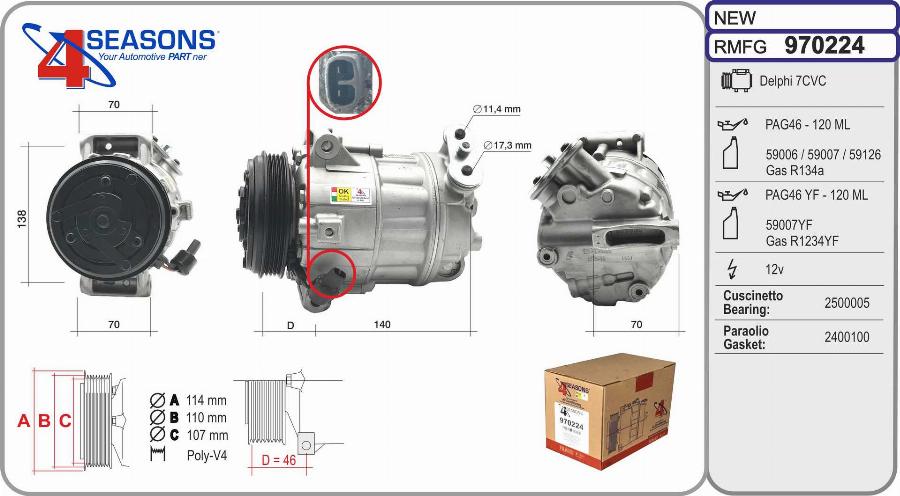 AHE 970224 - Compressore, Climatizzatore www.autoricambit.com