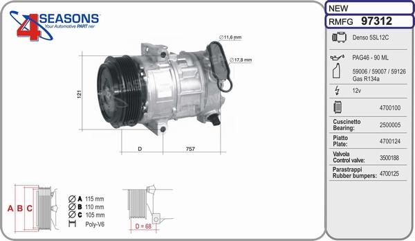 AHE 97312 - Compressore, Climatizzatore www.autoricambit.com