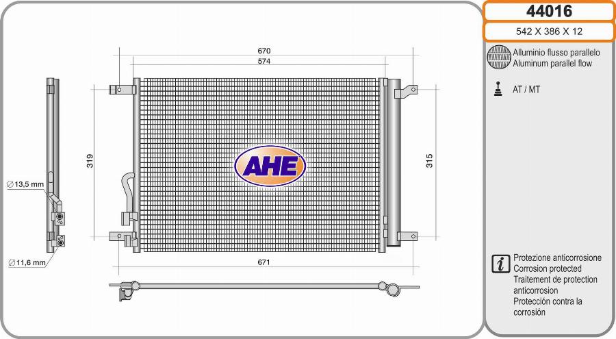 AHE 44016 - Condensatore, Climatizzatore www.autoricambit.com