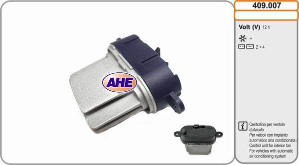 AHE 409.007 - Centralina, Ventola elettr. (Raffreddamento motore) www.autoricambit.com