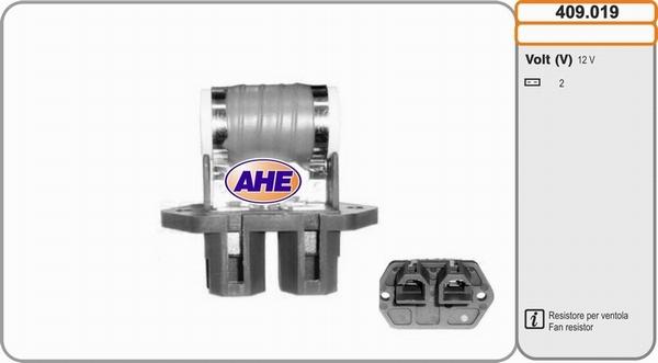AHE 409.019 - Resistore addizionale, Elettromotore-Ventola radiatore www.autoricambit.com